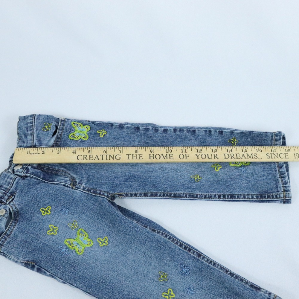 Y2K Bongo Blue Jeans Embroidered Green Butterflies Girls size 5 - Picture 3 of 7